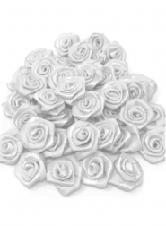 Różyczki satynowe białe 20mm 4szt.
