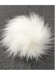 Pompon futrzany biały 12cm 