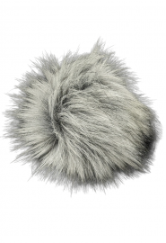 Pompon futrzany szary 12cm