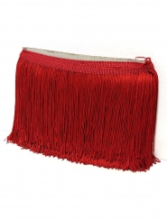 Frędzle na taśmie czerwone wiskozowe taneczne 15cm/0,5m