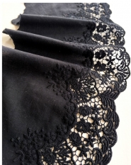 Angielski haft na bawełnie czarny 20cm/0,5m.