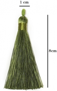 Chwost jedwabny 8cm zielony oliwkowy 1szt.