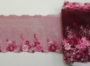 Koronka haft na tiulu różowy 14,5cm 0,5m.