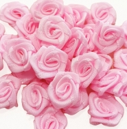 Różyczki satynowe różowe 12mm 6szt.