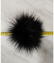 Pompon futrzany czarny 12cm