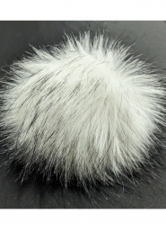 Pompon futrzany biały podpalany 12cm