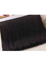 Frędzle na taśmie podwójna nitka czarne wiskozowe 15cm/0,5m