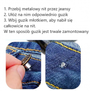 Guziki do jeansów złote 20mm/5szt.