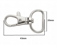Karabińczyk srebrny 20mm/43mm 2szt.