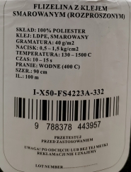 Flizelina czarna z klejem 40g 90cm/1m.