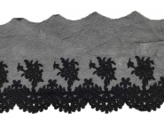 Bawełniany haft na tiulu czarny 13cm/0,5m.