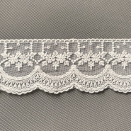 Bawełniany haft na tiulu ecru 7,5cm/0,5m.