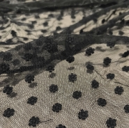 Bawełniany haft na tiulu czarny 130cm/0,5m.