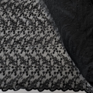 Bawełniany haft na tiulu czarny 130cm/0,5m.