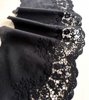 Angielski haft na bawełnie czarny 20cm/0,5m.