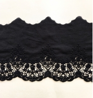 Angielski haft na bawełnie czarny 20cm/0,5m.