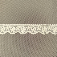 Bawełniany haft na tiulu beżowy 28mm/1m.