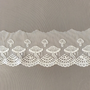 Bawełniany haft na tiulu ecru 10cm/0,5m.