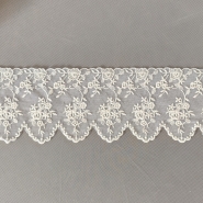 Bawełniany haft na tiulu beżowy 11cm/0,5m.