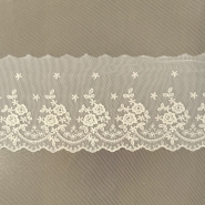 Bawełniany haft na tiulu beżowy 13cm/1m.