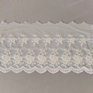 Bawełniany haft na tiulu beżowy 21cm/0,5m.