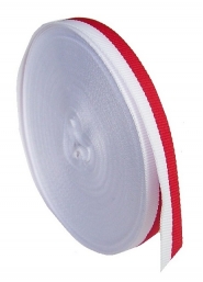 Wstążka taśma rypsowa biało-czerwona 10mm/1m.